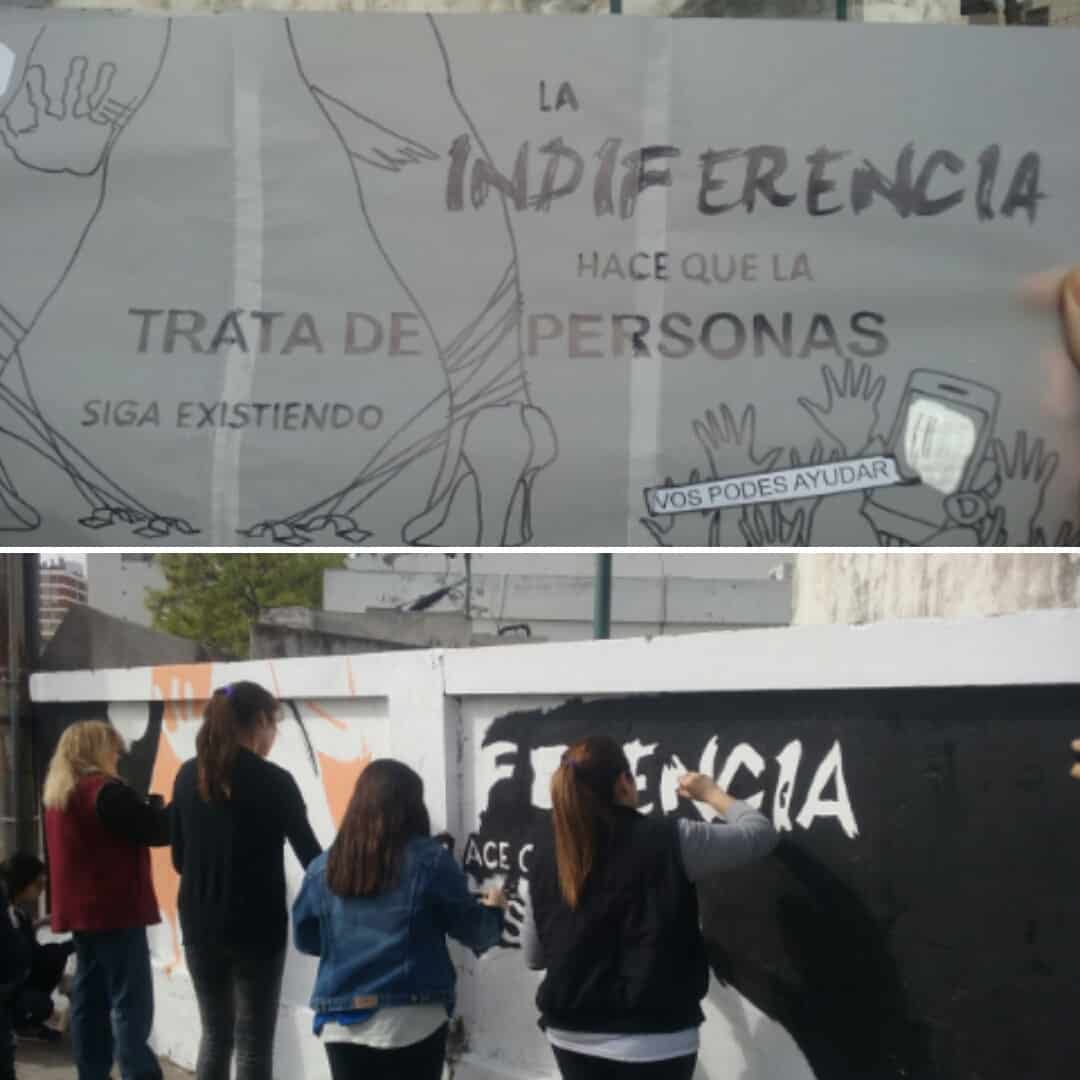 Mural contra la trata de personas