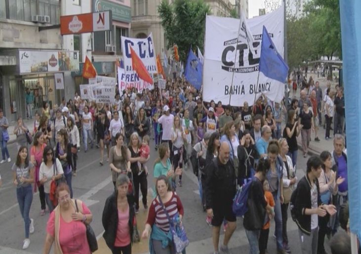 No a la reforma laboral. Manifestación en Bahia Blanca