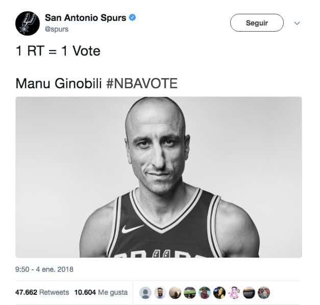 ¨Manu¨quinto en la votación del Oeste para el All Star