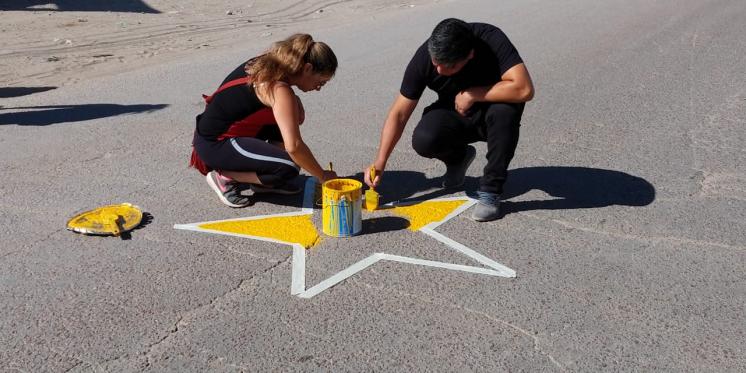 Pintaron una estrella amarilla por Leandro Nuñez, otra víctima del tránsito