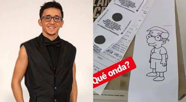 Rodrigo Noya pidió milanesas y le “regalaron” un dibujo de Milhouse