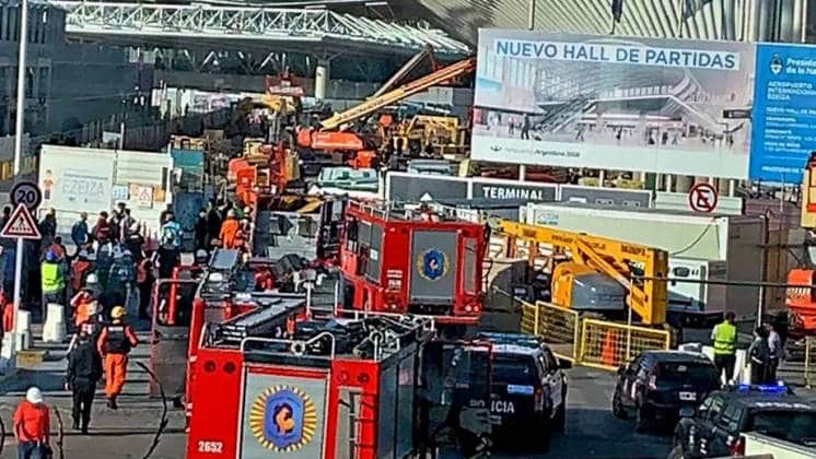 Se derrumbó una obra en el aeropuerto de Ezeiza y un operario murió