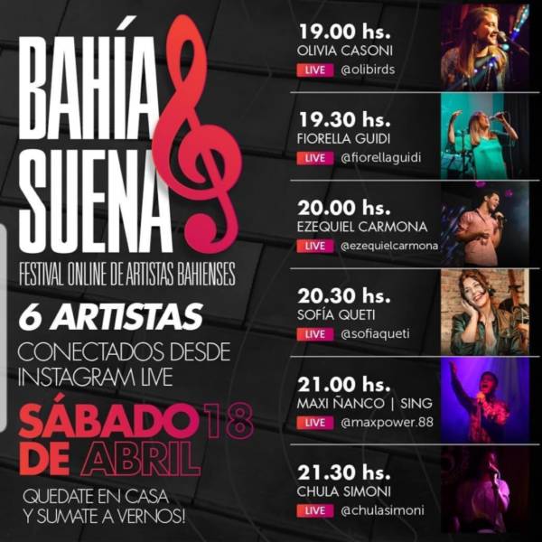 “Bahía Suena” el festival online de artistas bahienses