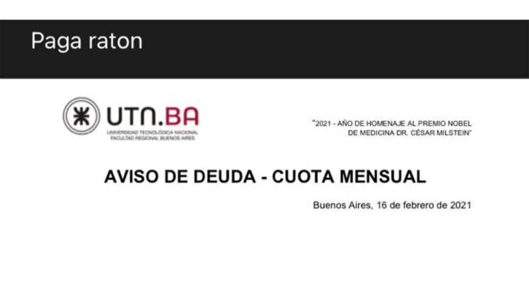 “Pagá ratón”: el insólito mail que envió una universidad a sus alumnos para reclamar cuotas adeudadas