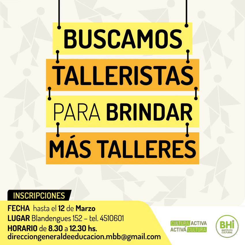 Convocatoria para cubrir diversos talleres