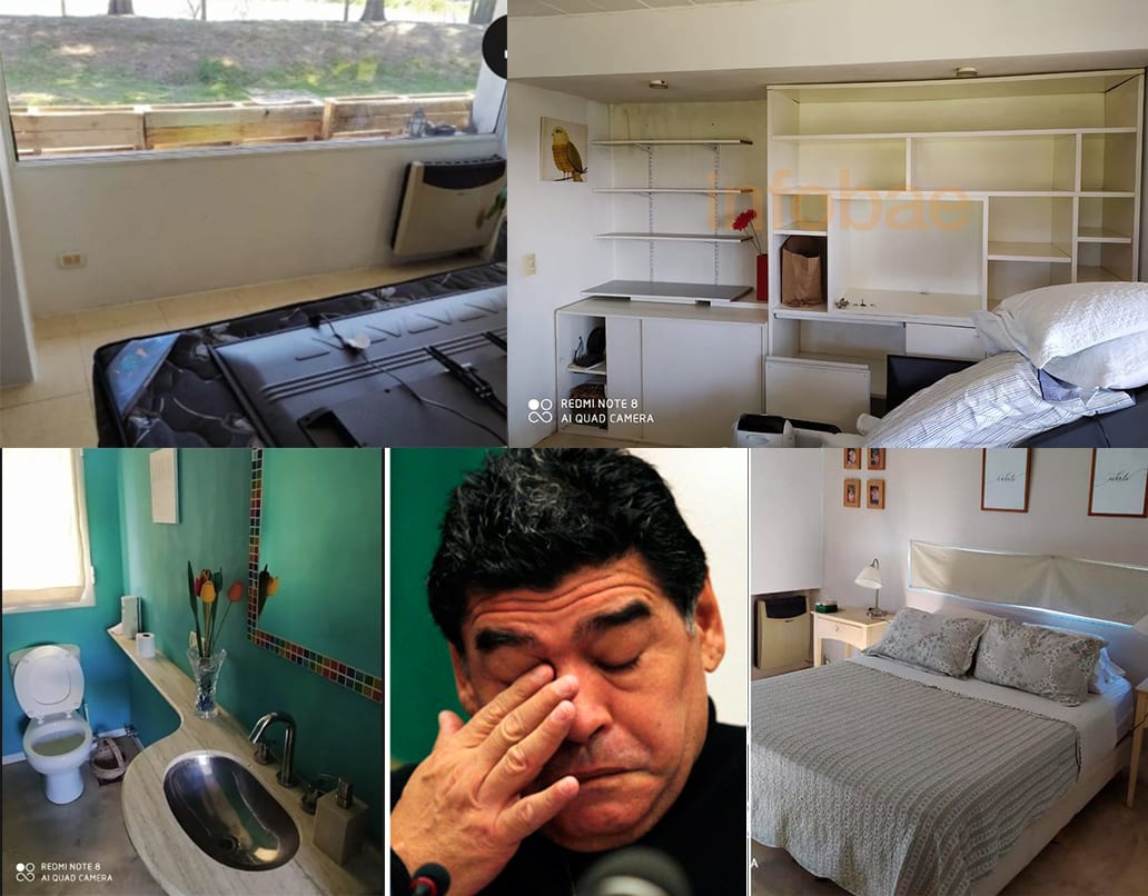 Cómo era por dentro la habitación en la que murió Diego Maradona: puertas improvisadas, un inodoro químico portátil y ventanas con durlock