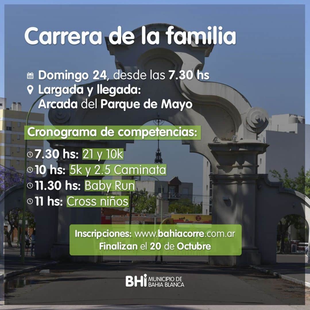 Carrera de la familia en el parque de Mayo