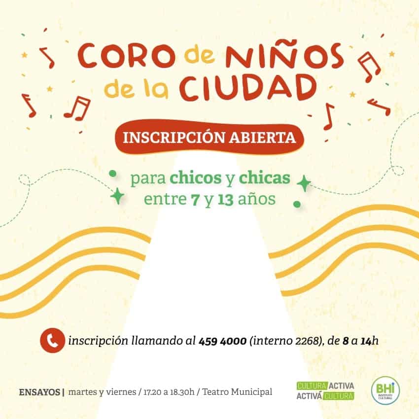 Inscripciones para el coro de niños y niñas de la ciudad