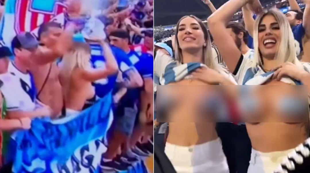 Una argentina festejó el triunfo de la Selección haciendo topless en la cancha y fue detenida