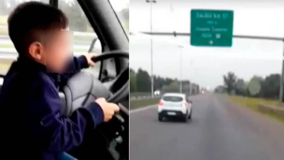 “Dale boludo, llevalo derecho”: un padre obligó a su hijo de 7 años a manejar en una autopista y lo grabó