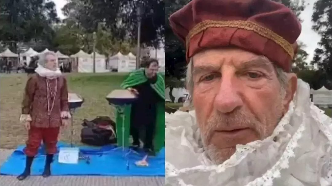 Grabaron a Pablo Alarcón actuando a la gorra en una plaza: “Necesito ganar guita para vivir”