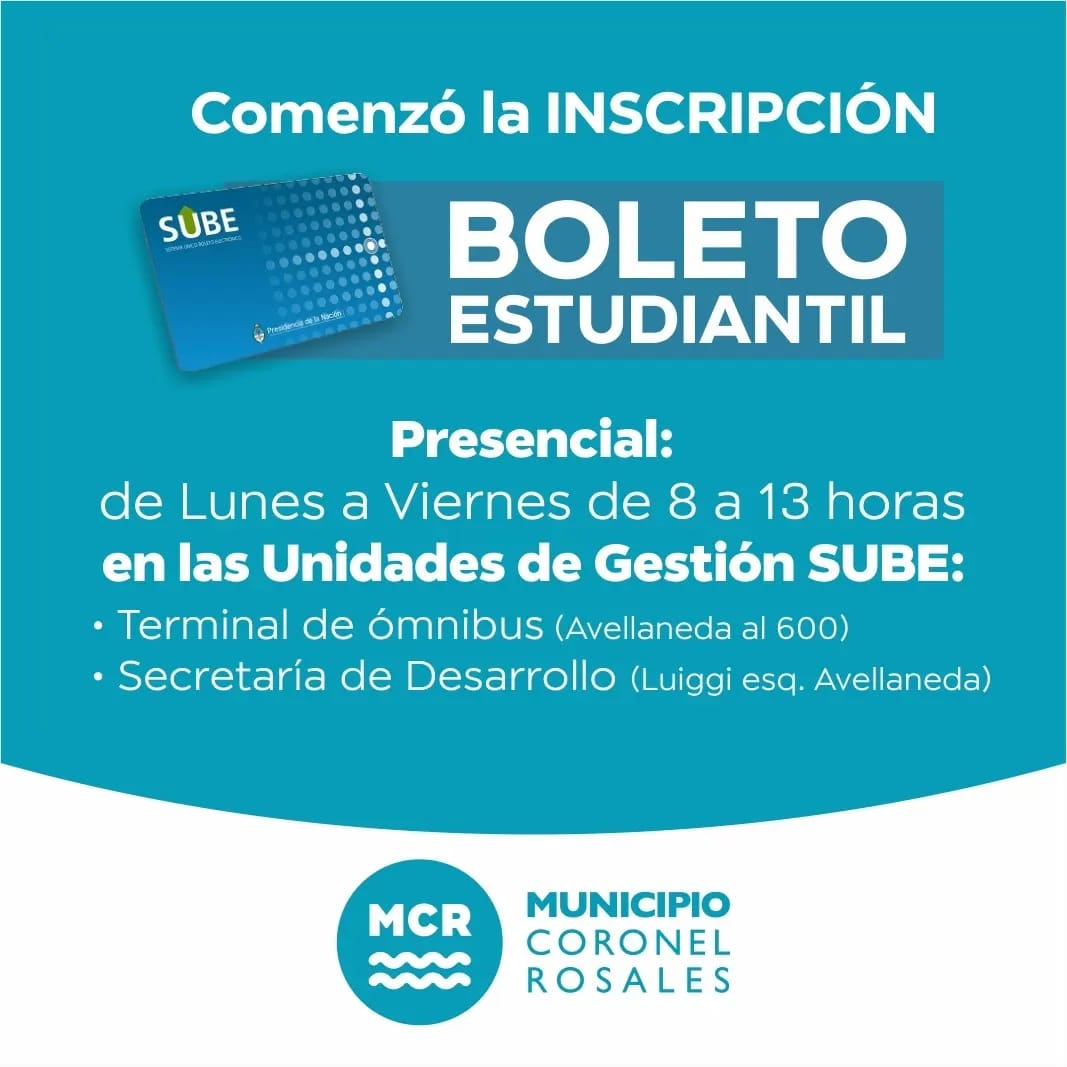 Inscripciones abiertas para el obtener el Boleto Estudiantil gratuito