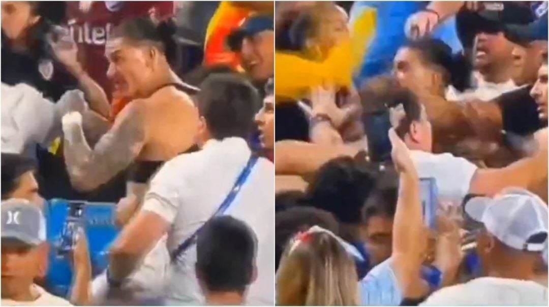 La brutal trompada que le pegó un hincha colombiano a Darwin Núñez tras la semifinal de la Copa América