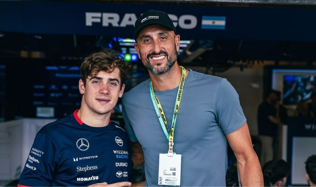 El bahiense Manu Ginóbili visitó a Franco Colapinto en el GP de Estados Unidos 