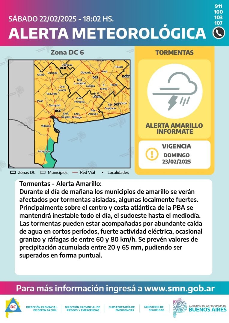 Se mantiene el alerta por tormentas para la tarde del domingo